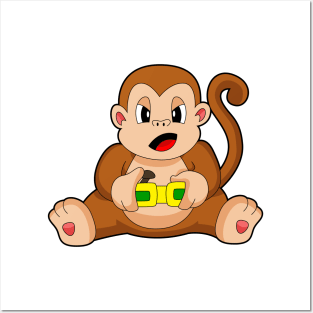 Monkey Gamer Controller Posters and Art